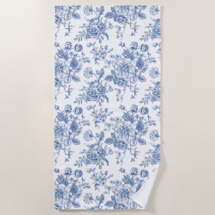 Serviette De Plage Motif de fleurs bleues