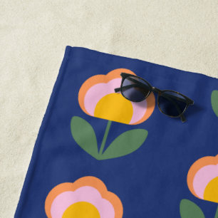 Serviette De Plage Motif de fleurs folkloriques danoises scandinaves