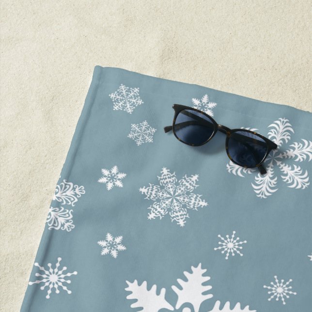Serviette De Plage Motif de flocon de neige, flocons blancs, neige, g (En situation)