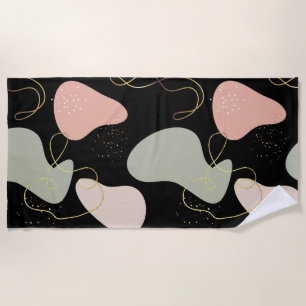 Serviette De Plage Motif de formes organiques géométriques Boho Abstr