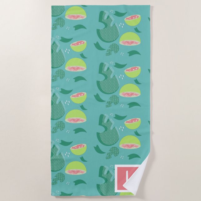 Serviette De Plage Motif de fruit vert rose de verdure de goyave (Devant)