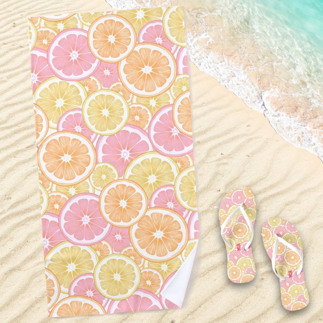 Serviette De Plage Motif de fruits d'agrumes tropicaux (Créateur téléchargé)
