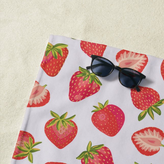 Serviette De Plage Motif de fruits de fraise d'été (En situation)