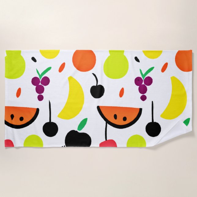 Serviette De Plage Motif de fruits néon Tropical Glow (Devant)