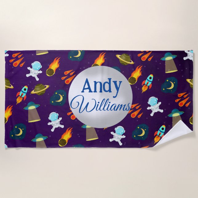 Serviette De Plage Motif de fusée de l'astronaute spatial (Devant)