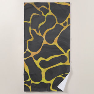 Serviette De Plage Motif de girafe noir et jaune