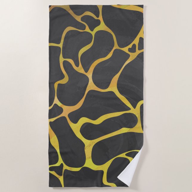 Serviette De Plage Motif de girafe noir et jaune (Devant)