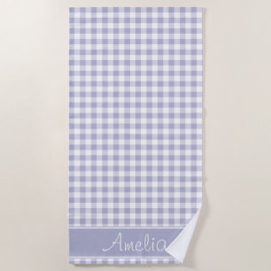 Serviette De Plage Motif de guingan de lavande personnalisé