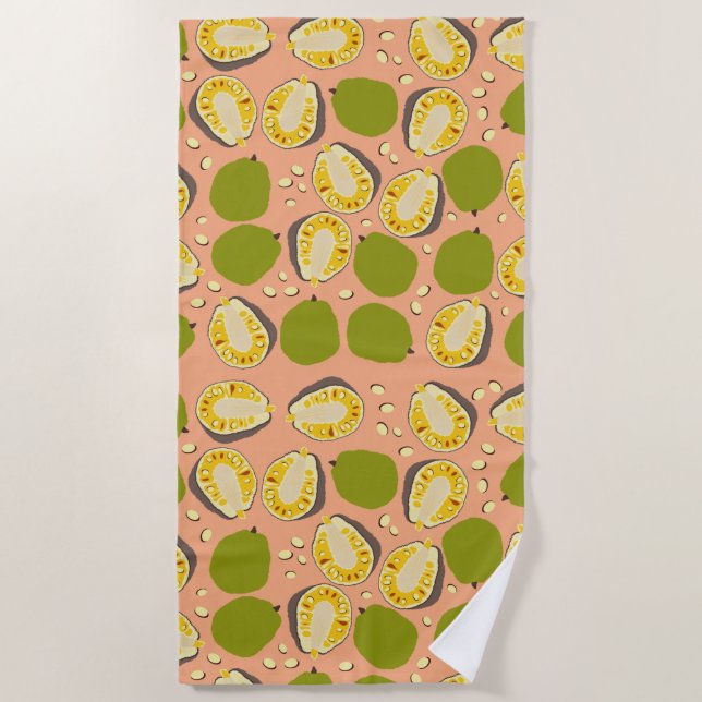 Serviette De Plage Motif de Jackfruit d'été tropical - Fruit exotique (Devant)