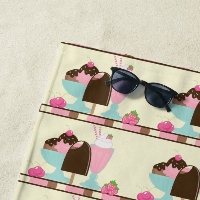 Serviette De Plage Motif de la crème glacée douce (En situation)