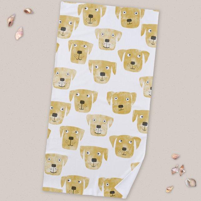 Serviette De Plage Motif de Labrador Retriever doré mignon (Golden Yellow Labrador Retriever dog beach towel)