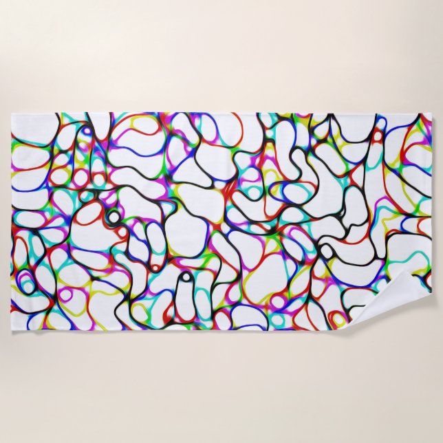 Serviette De Plage Motif de ligne courbe multicolore (Devant)