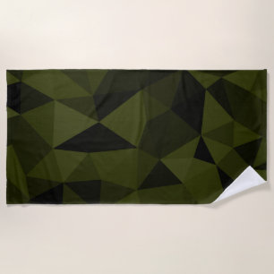 Serviette De Plage Motif de maillage géométrique noir foncé de l'armé