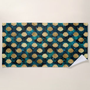 Serviette De Plage Motif de mandala Dharma de galaxie vert foncé et o