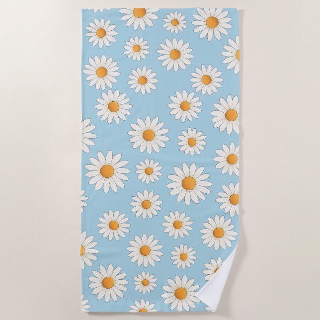 Serviette De Plage Motif de marguerite - Accessoire d'été floral - (Devant)