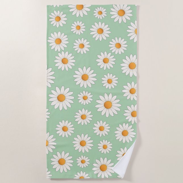 Serviette De Plage Motif de marguerite - Accessoire d'été floral - (Devant)