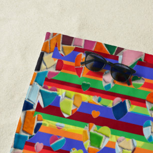 Serviette De Plage Motif de mosaïque Abstrait Heart Beach Towel
