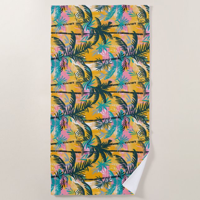 Serviette De Plage Motif de palmier d'été coloré (Devant)