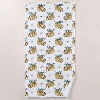 Serviette De Plage Motif de paresse d'aquarelle de tarte de Cutie