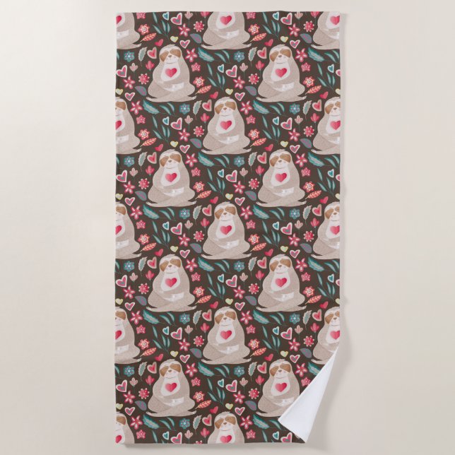Serviette De Plage Motif de paresse de Valentine (Devant)