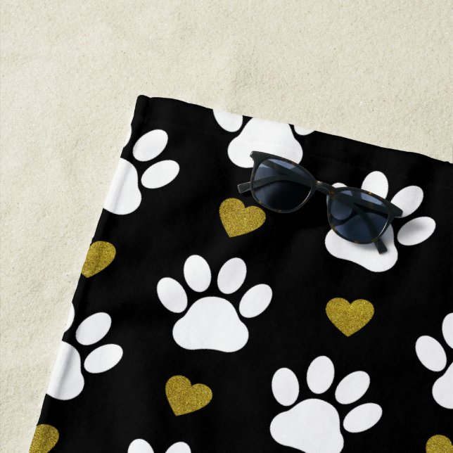 Serviette De Plage Motif De Pâtes, Pâtes De Chien, Pâtes Blanches, Co (En situation)