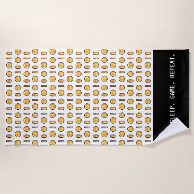 Serviette De Plage Motif de pièce en pixel (Devant)