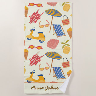 Serviette De Plage Motif de plage d'été italien La dolce Vita personn