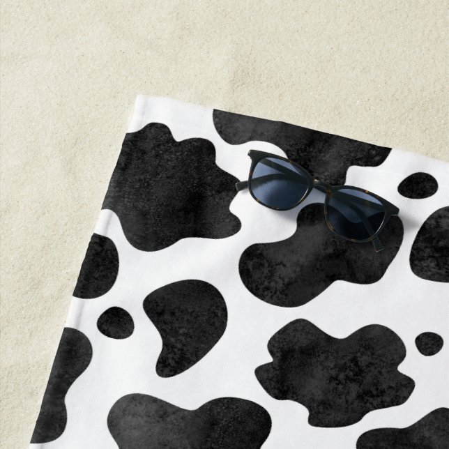Serviette De Plage Motif de points de vache Poster de animal noir et  (En situation)