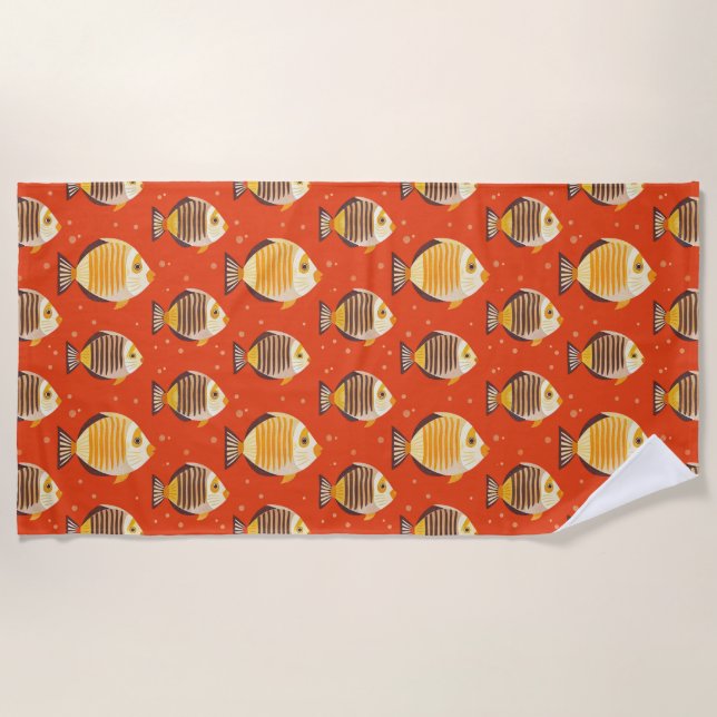 Serviette De Plage Motif de poissons tropicaux mignons  (Devant)
