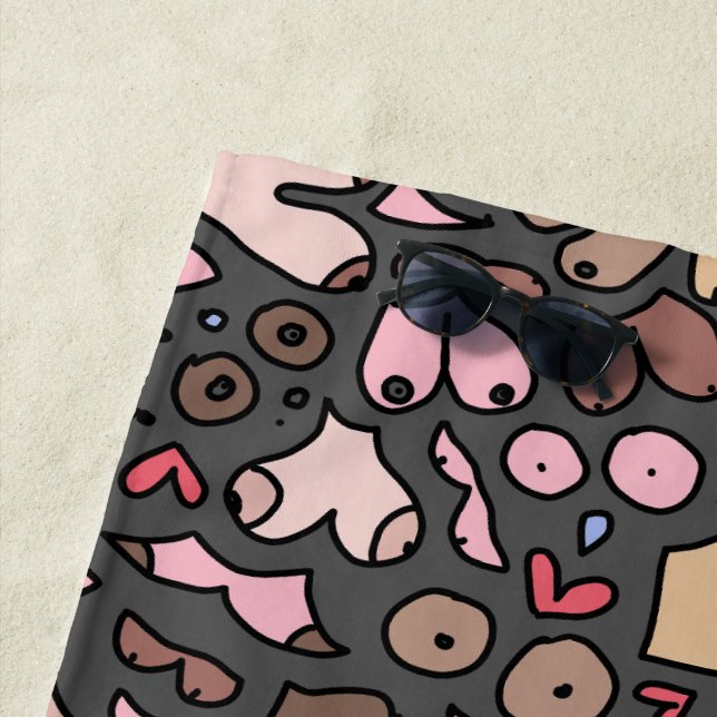 Serviette De Plage Motif de poitrine neutre (En situation)