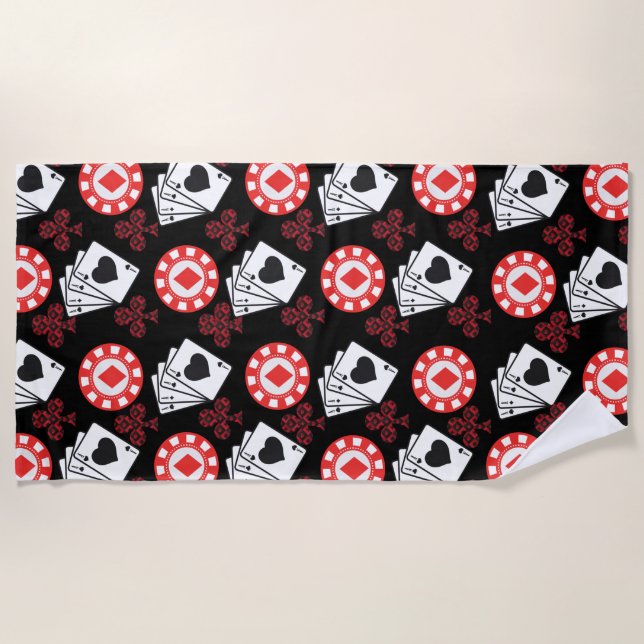 Serviette De Plage Motif de poker Aces Crosses Jouer des cartes tenda (Devant)