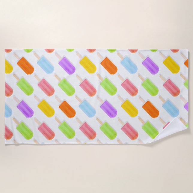 Serviette De Plage Motif de Popsicles arc-en-ciel d'été (Devant)