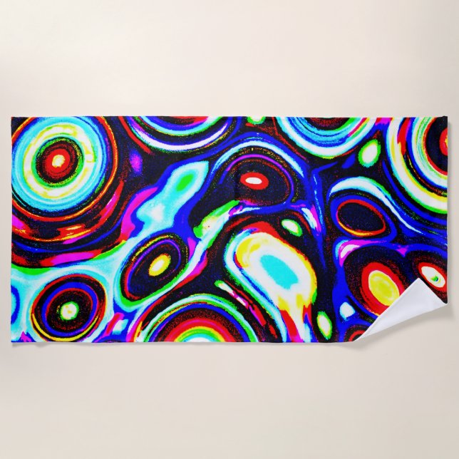 Serviette De Plage Motif de pulse de Neon vibrant (Devant)