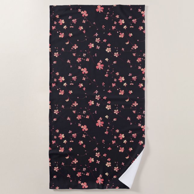 Serviette De Plage Motif de rêve floral foncé (Devant)