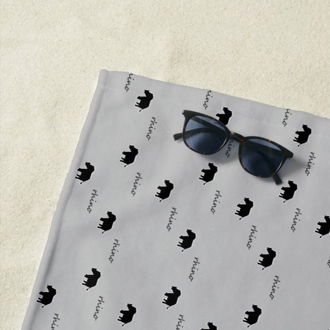 Serviette De Plage motif de silhouette rhinocéros (En situation)