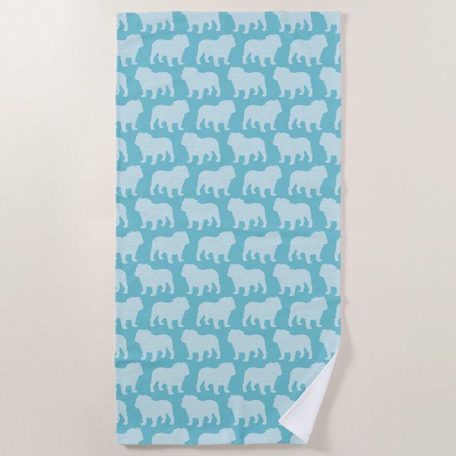 Serviette De Plage Motif de silhouettes Bulldog (Devant)