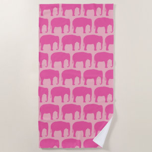 Serviette De Plage Motif de silhouettes d'éléphant rose