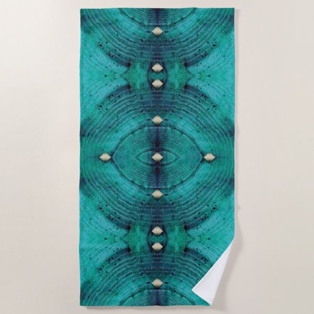 Serviette De Plage Motif de sol à studs en bleus aqua (Devant)