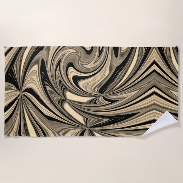Serviette De Plage Motif de sol noir et tan (Devant)