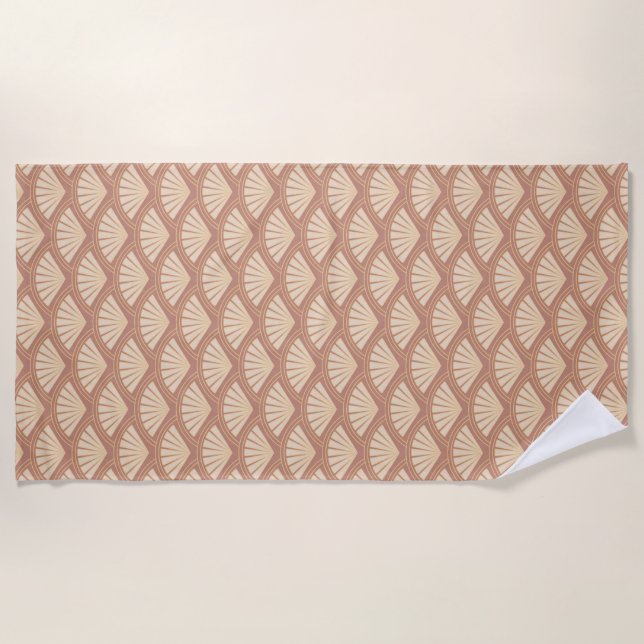 Serviette De Plage Motif de style Art déco en rose (Devant)