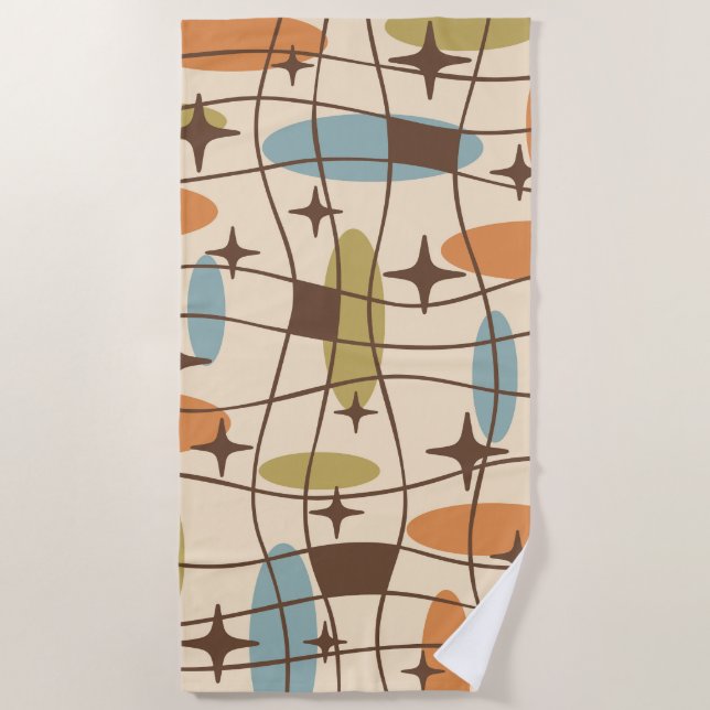 Serviette De Plage Motif de surfeur atomique moderne du milieu du siè (Devant)
