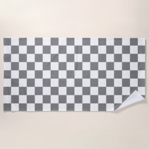 Serviette De Plage motif de tableau de bord gris et blanc