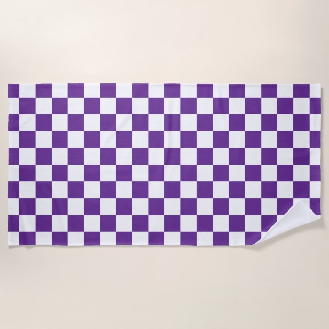 Serviette De Plage motif de tableau de bord violet et blanc (Devant)