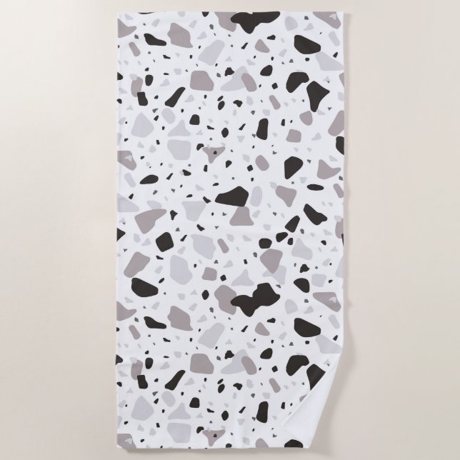 Serviette De Plage Motif de Terrazzo monochromatique (Devant)