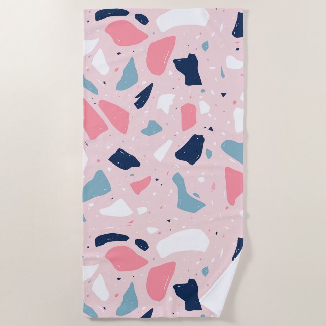 Serviette De Plage Motif de Terrazzo rose (Devant)