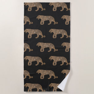 Serviette De Plage Motif de tigre de Parties scintillant noir fashion