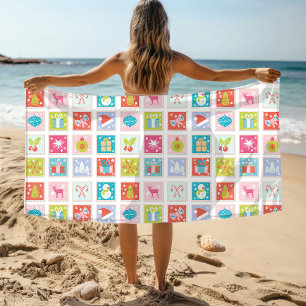Serviette De Plage Motif de timbres de Noël