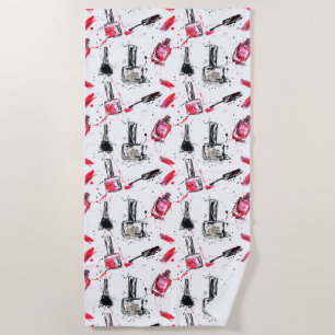 Serviette De Plage Motif de vernis à ongles d'aquarelle