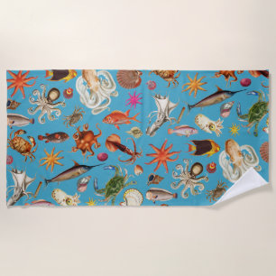 Serviette De Plage Motif de vie sous-marine Océan Bleu