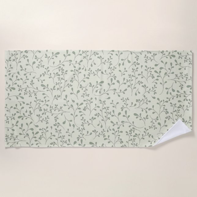Serviette De Plage Motif de vigne botanique vert olive clair (Devant)